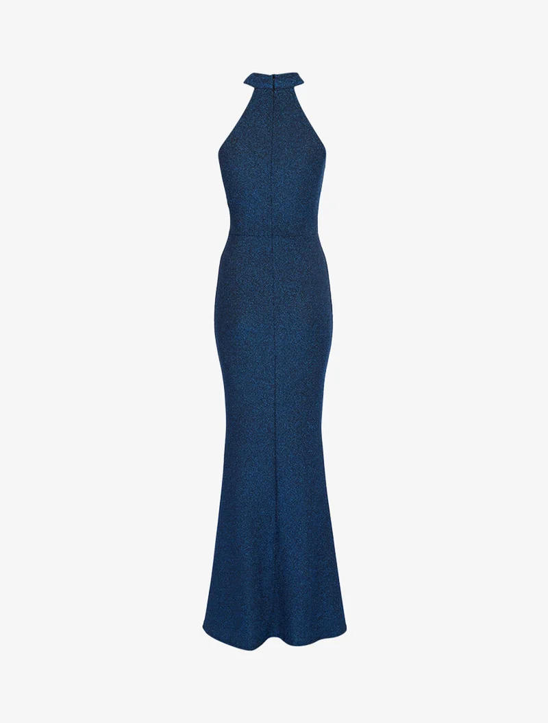 Glitzerndes Meerjungfrauenkleid mit amerikanischem Ausschnitt - Blau