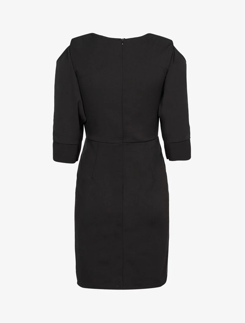 Kleid mit geknöpften Ärmeln - Schwarz