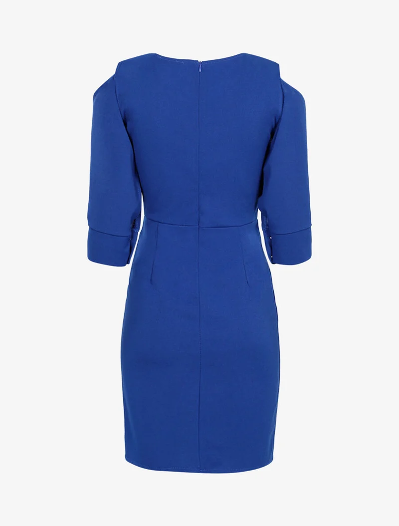 Kleid mit geknöpften Ärmeln - Elektrisches Blau