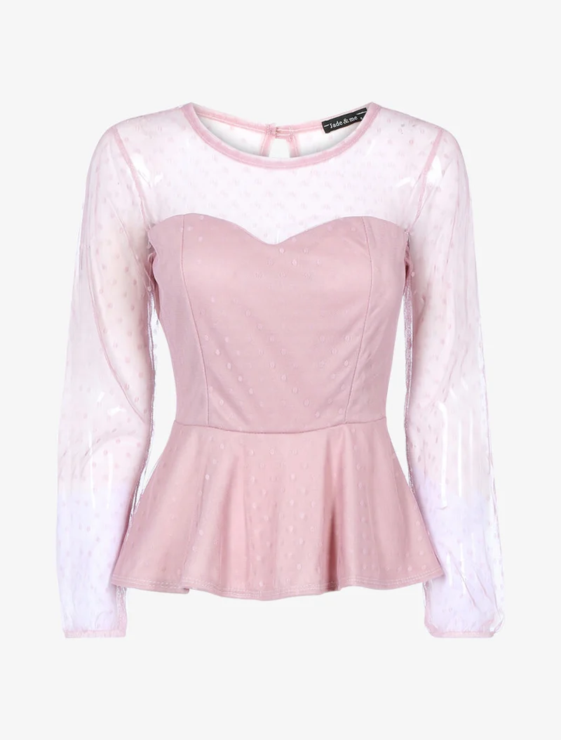 Gepunktetes Peplum-Top - Rose
