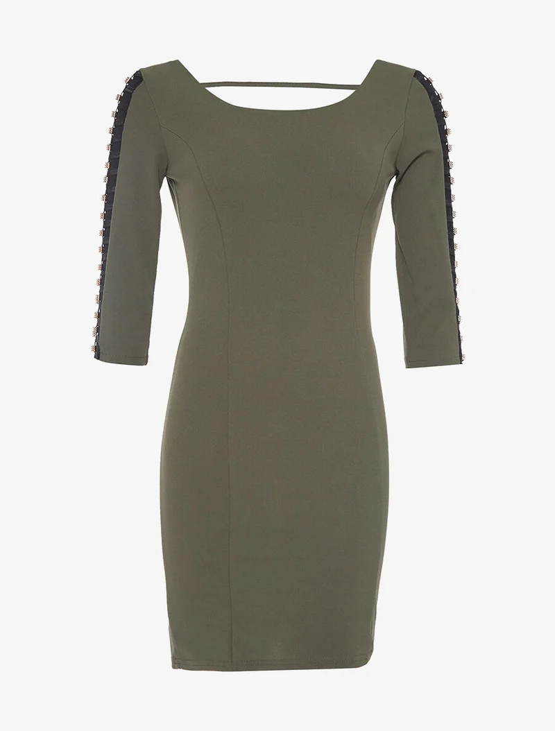 Kleid mit goldenen Armreifen - Kaki