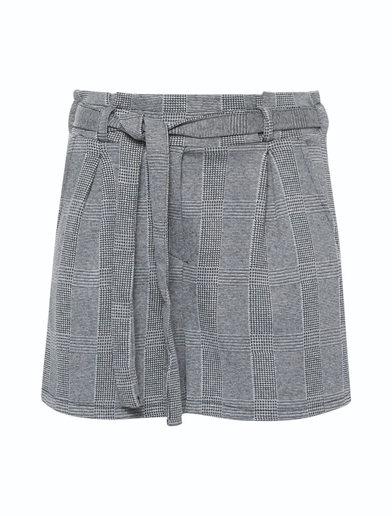 Bedruckte karierte Shorts - Grau