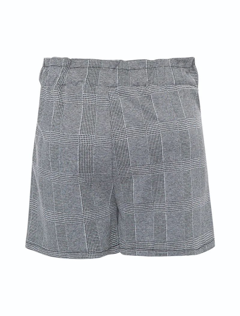 Bedruckte karierte Shorts - Grau