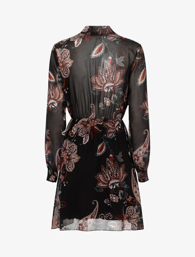 Kleid mit floralem Paisley-Print - Schwarz