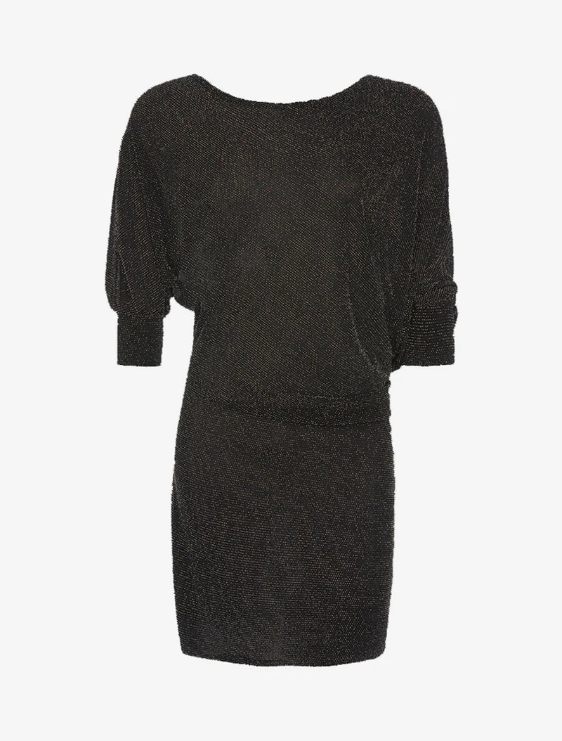 Asymmetrisches einfarbiges Pailletten-Kleid - Schwarz