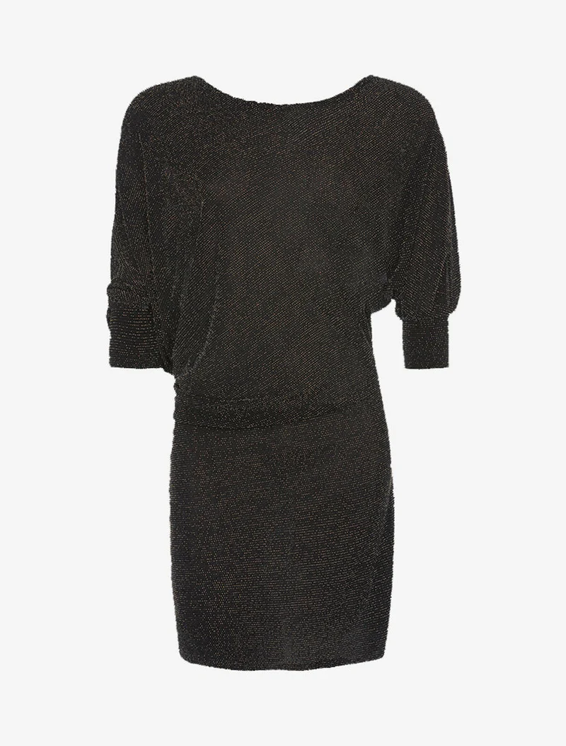 Asymmetrisches einfarbiges Pailletten-Kleid - Schwarz