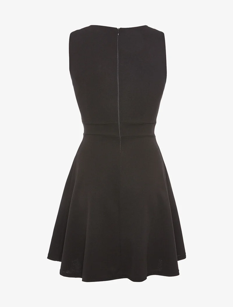 Silbernes Dekolleté-Kleid - Schwarz