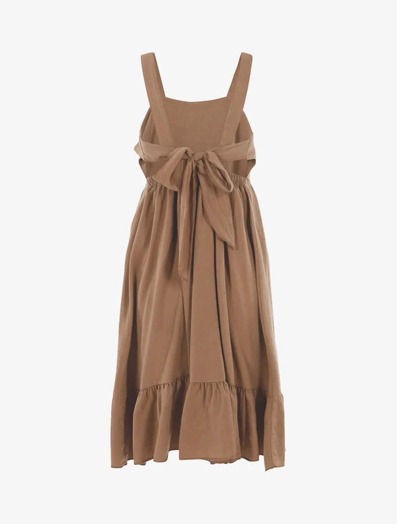 Kleid mit Volantkante - Kamel