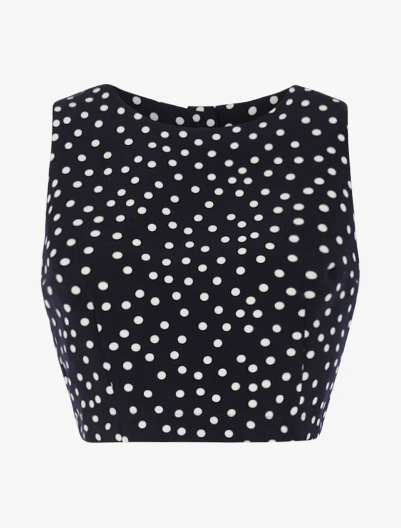 Gepunktetes Crop-Top - Marine