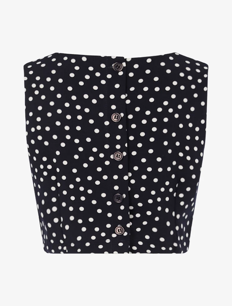 Gepunktetes Crop-Top - Marine
