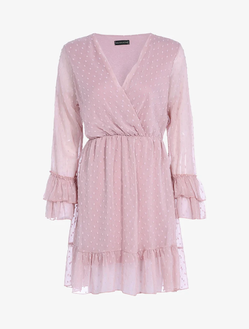 Gepunktetes fließendes Kleid - Rose