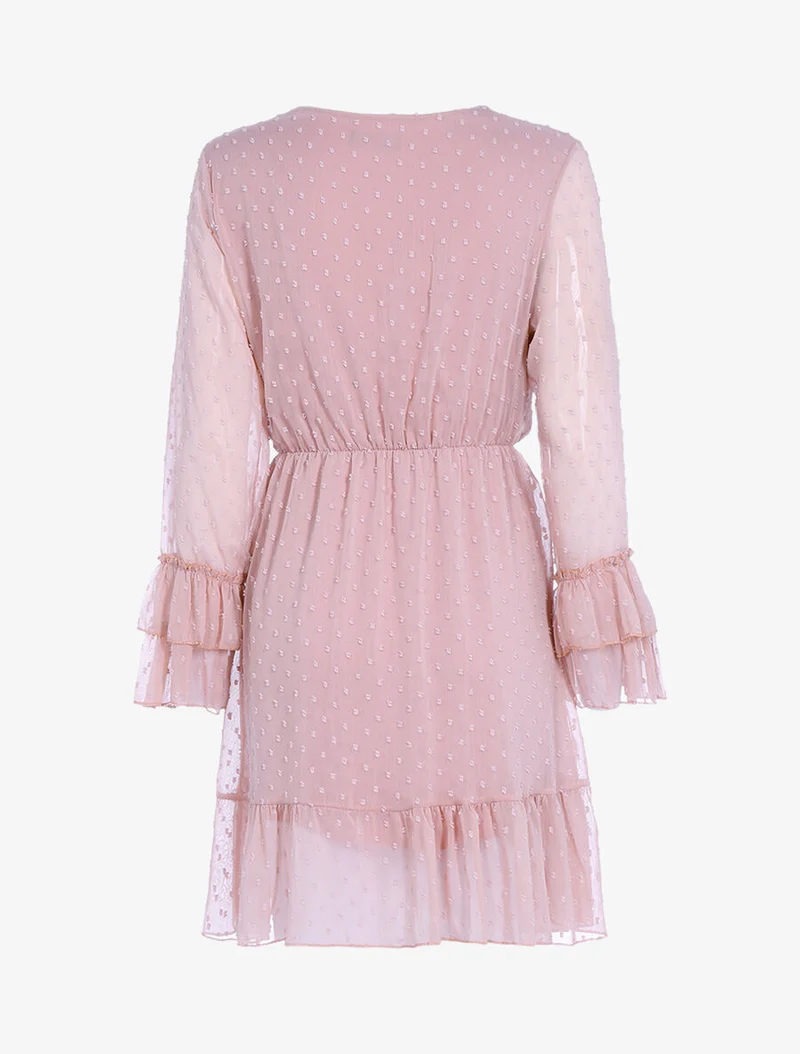 Gepunktetes fließendes Kleid - Rose