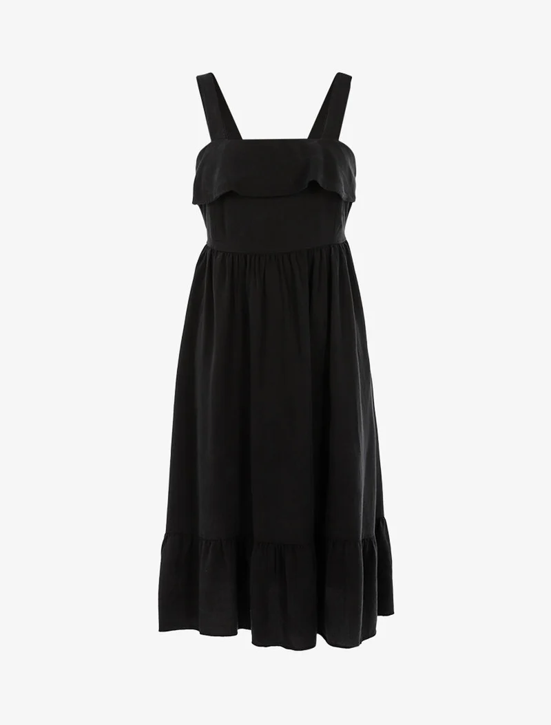 Kleid mit Volantkante - Schwarz