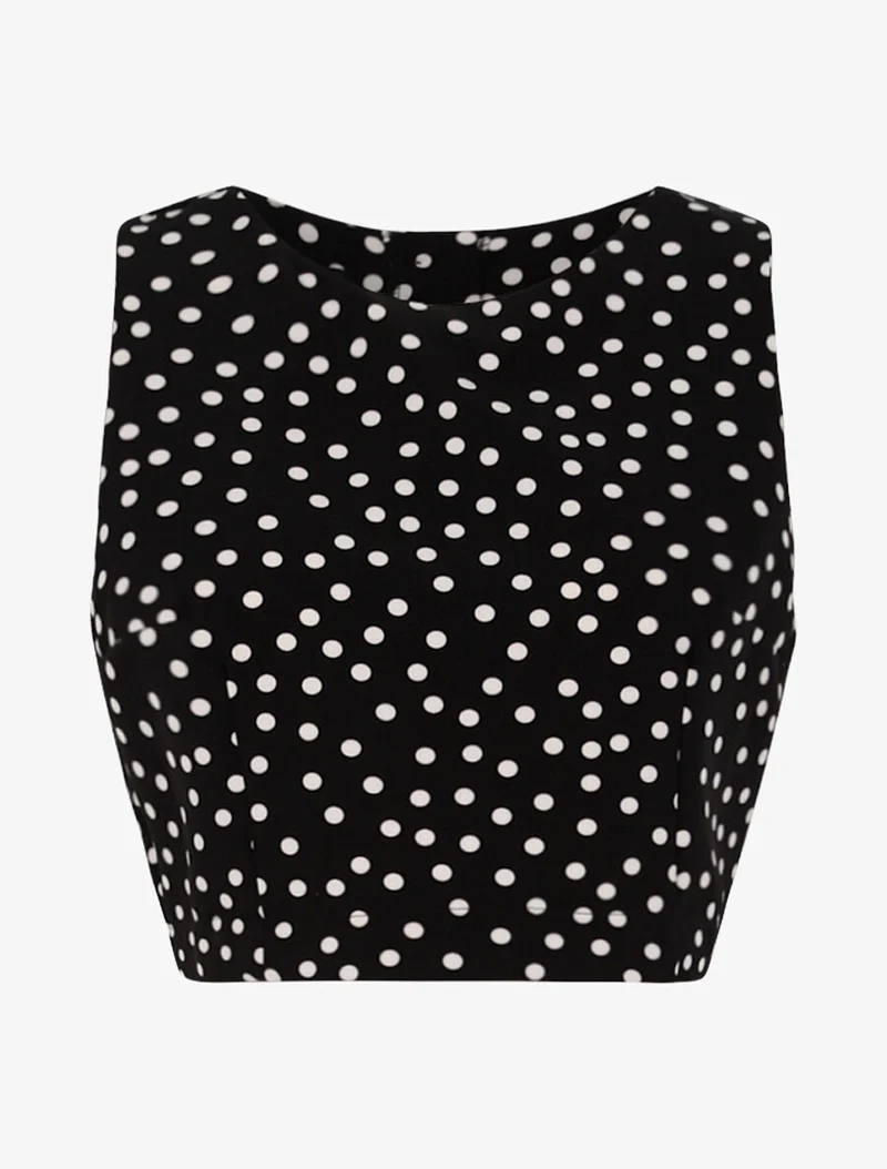 Gepunktetes Crop-Top - Schwarz