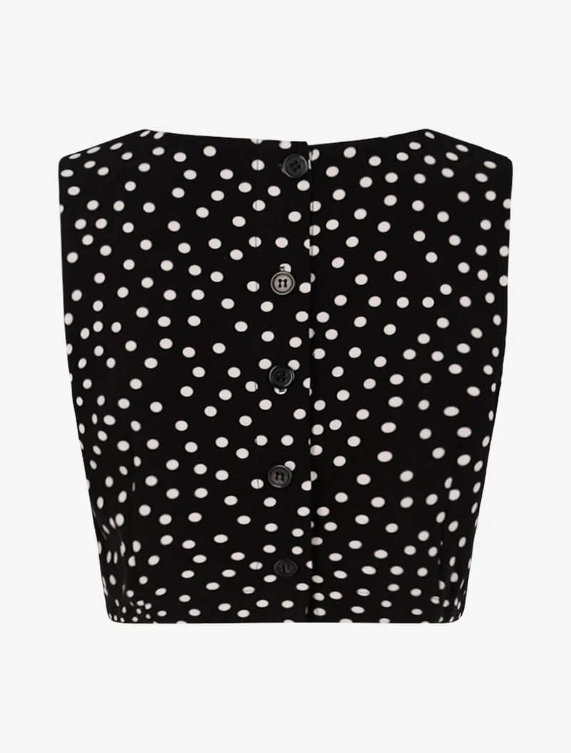 Gepunktetes Crop-Top - Schwarz