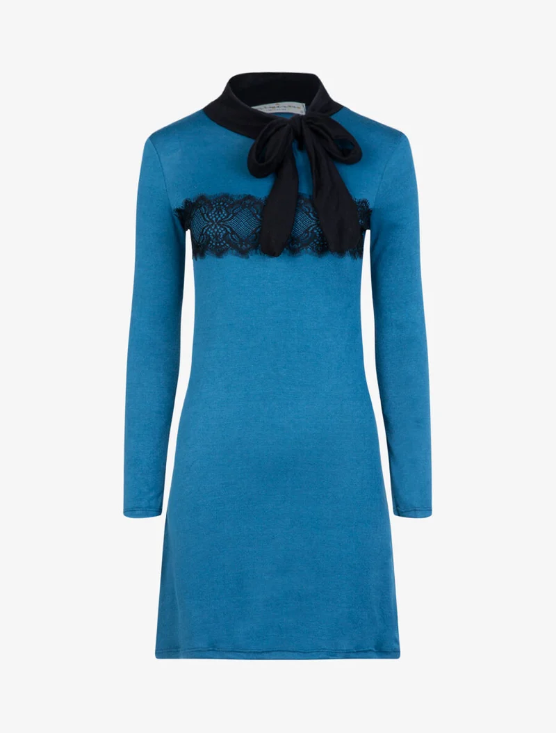 Spitzenbandkleid - Blau