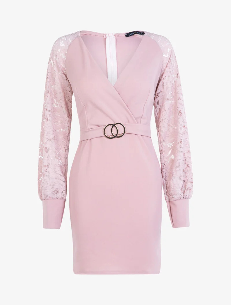 Kleid mit Spitzenärmeln - Rose