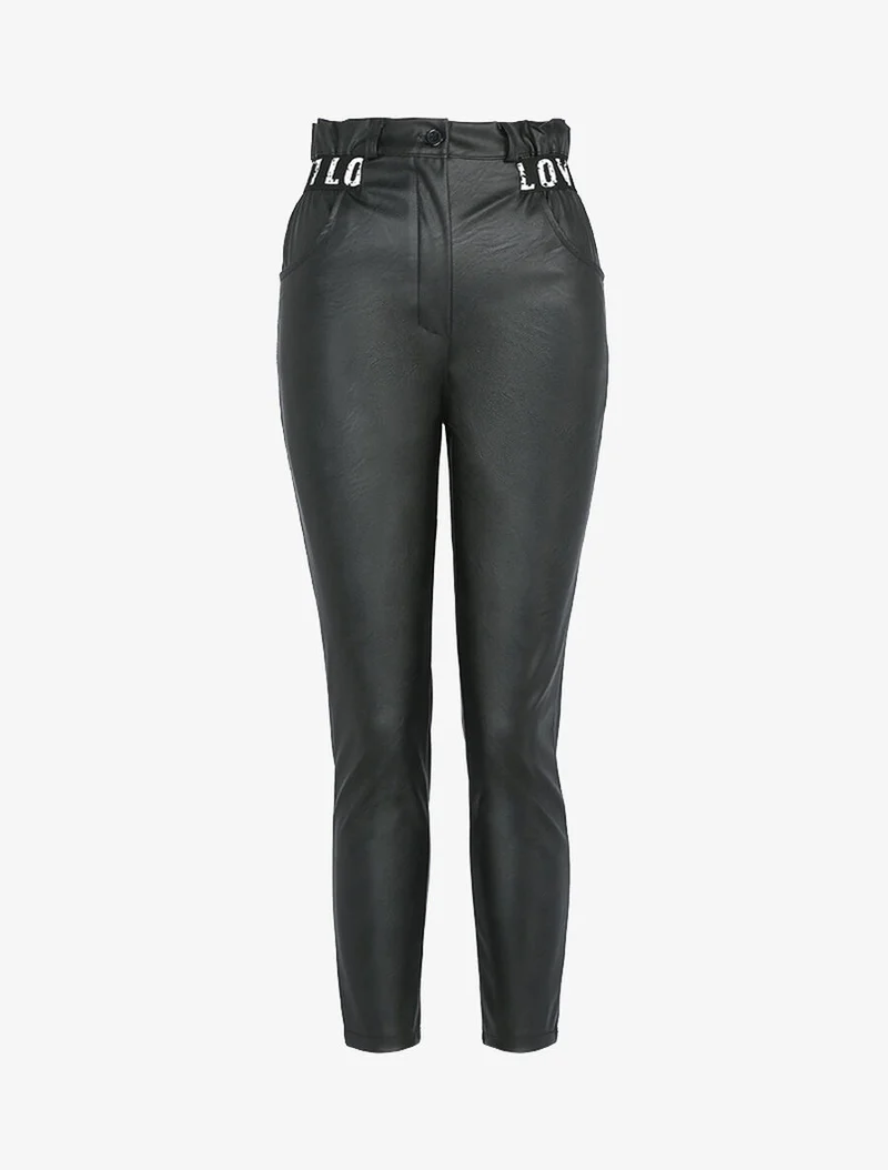 7/8 Hose mit Love-Detail - Schwarz