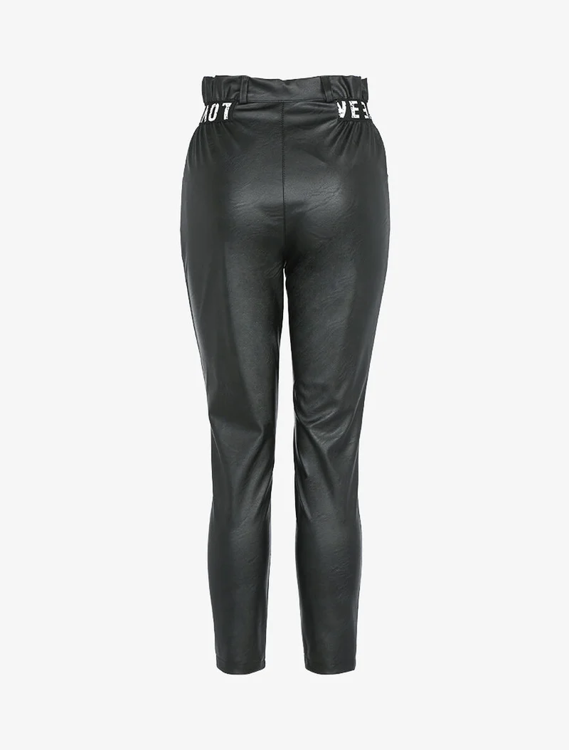 7/8 Hose mit Love-Detail - Schwarz