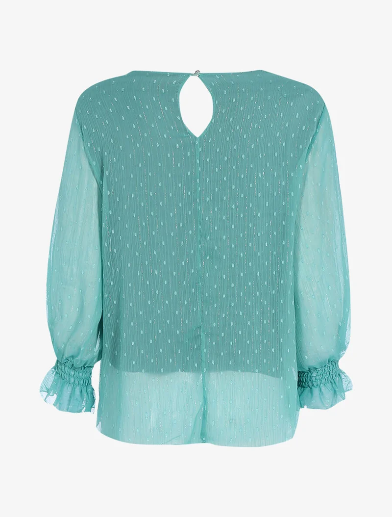 Bluse aus Voile mit elastischen Bündchen - Türkis