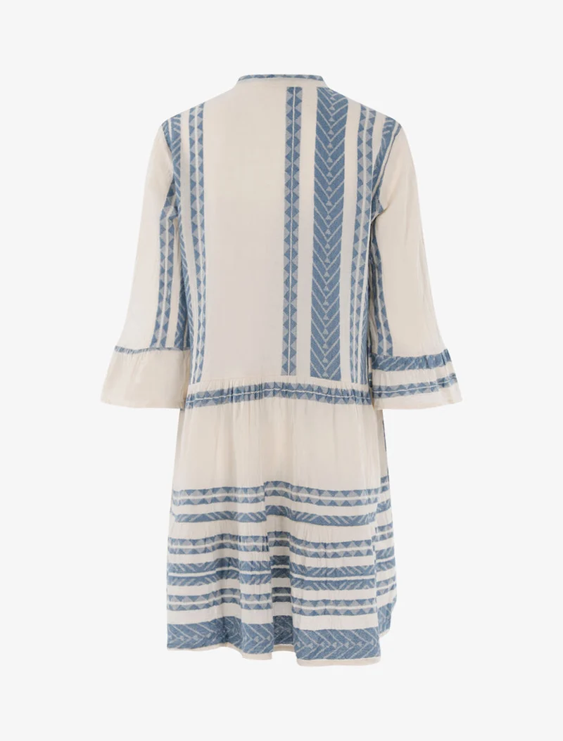 Böhmisches Kleid mit Drucken - Blaues Wagenrad