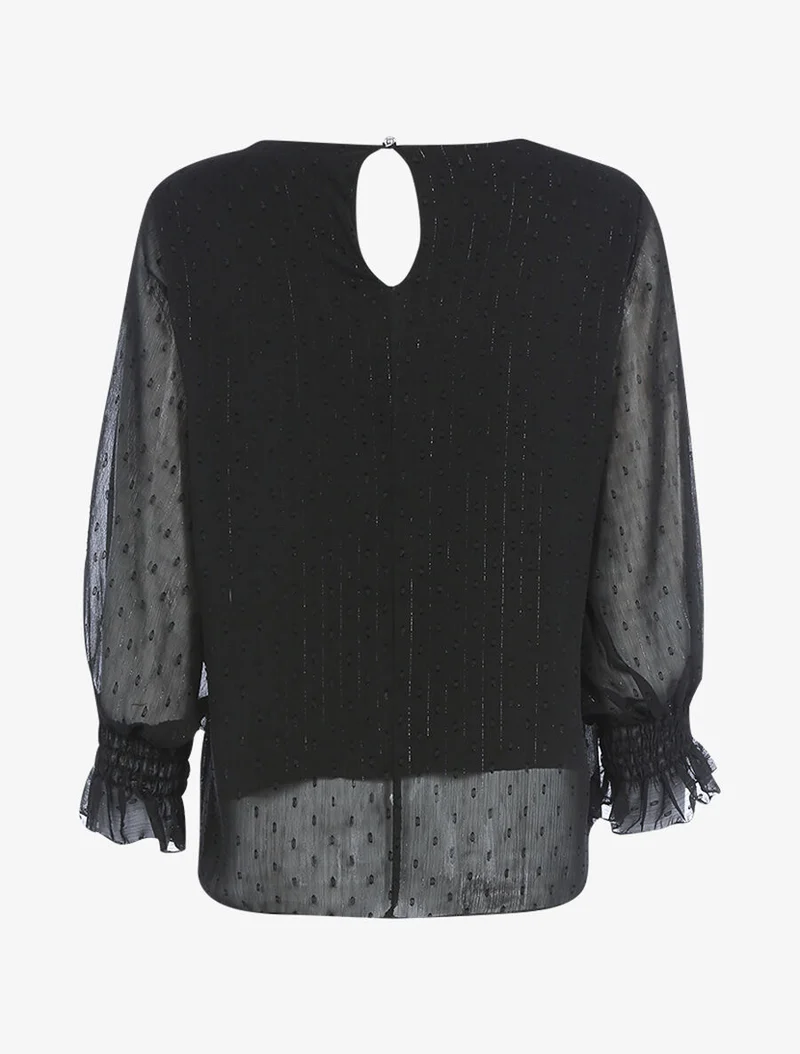 Bluse aus Voile mit elastischen Bündchen - Schwarz