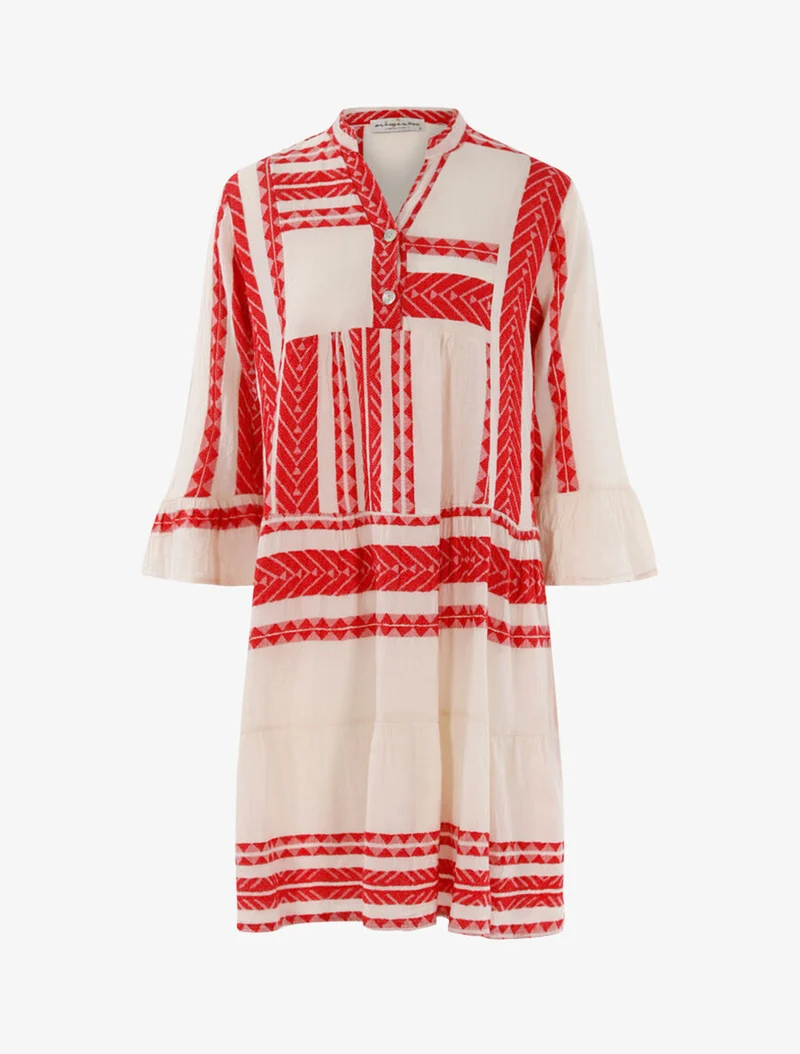 Böhmisches Kleid mit Drucken - Rot