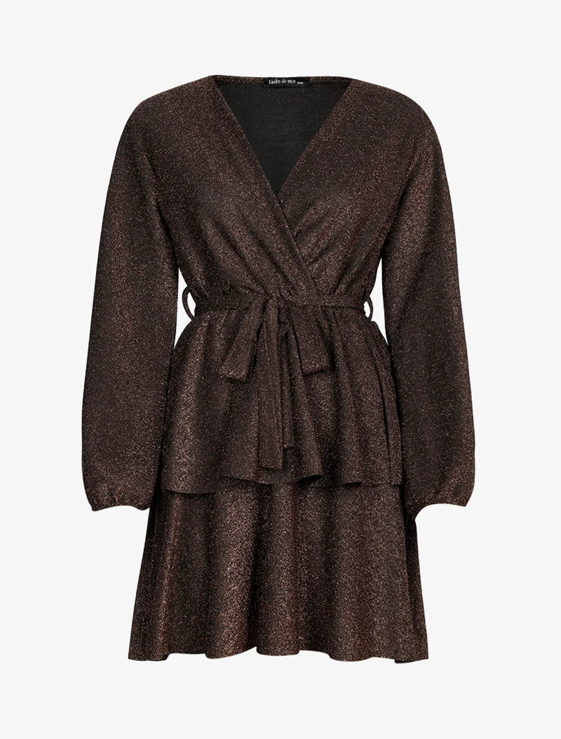 Paillettenkleid mit Rüschensaum - Bronze