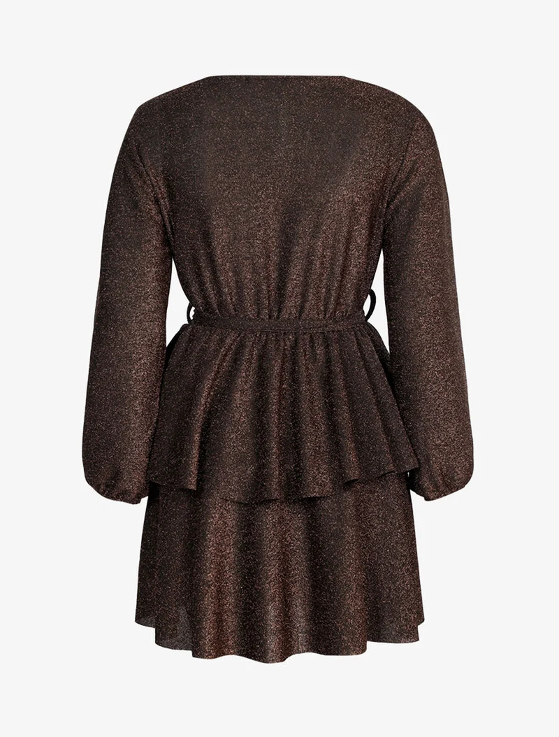 Paillettenkleid mit Rüschensaum - Bronze