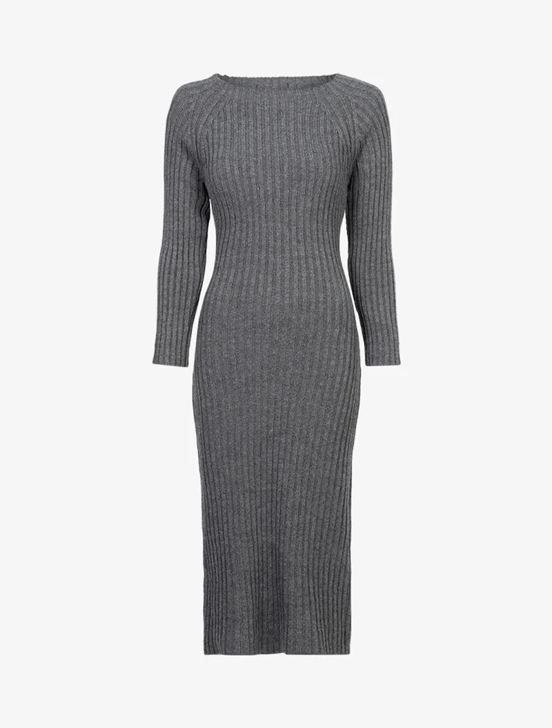 Kleid mit offener Rückenpartie und Twist-Effekt - Dunkelgrau