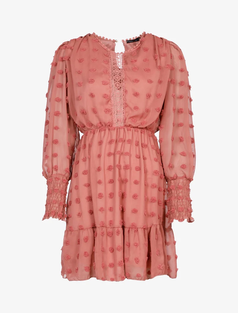 Skaterkleid aus geprägtem Voile - Altrosa