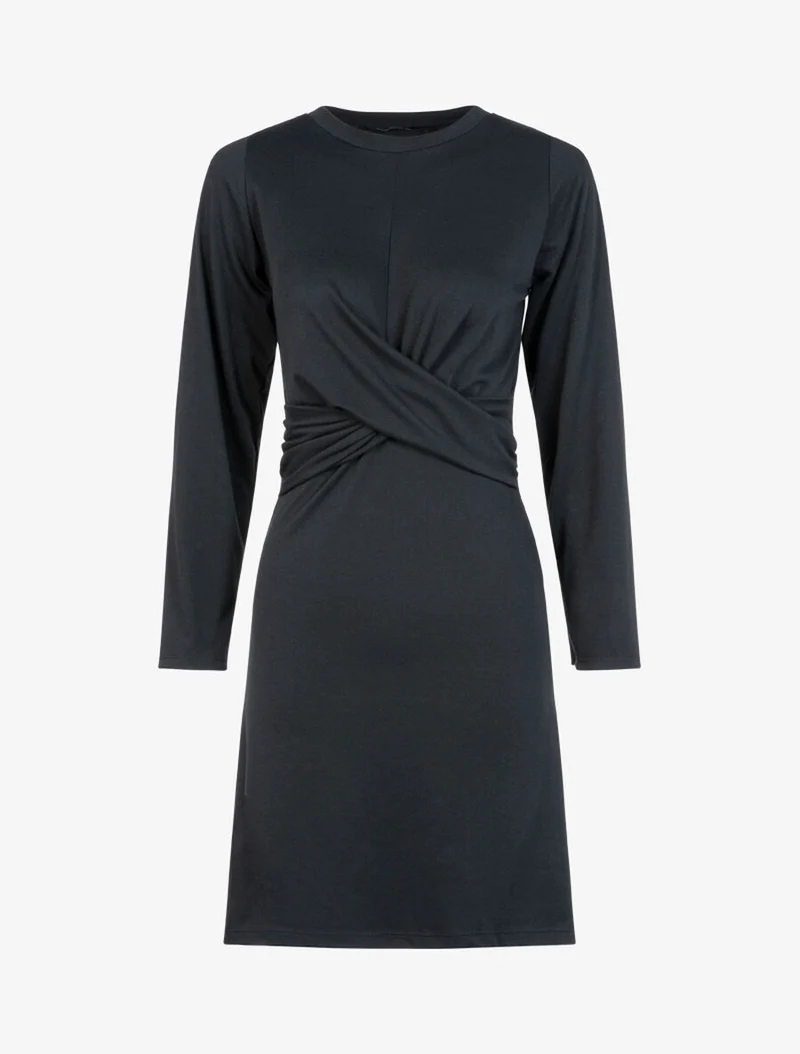 Kleid mit gekreuzten Bändern an der Taille - Schwarz