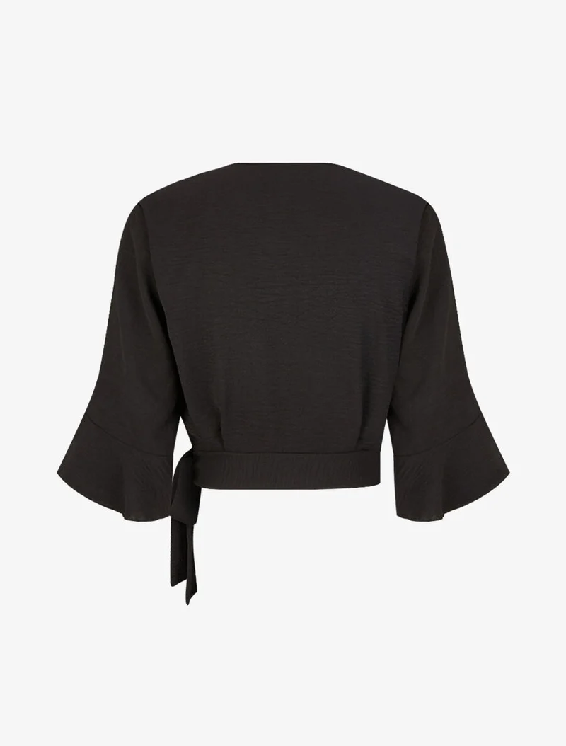 Wickelbluse zum Binden - Schwarz