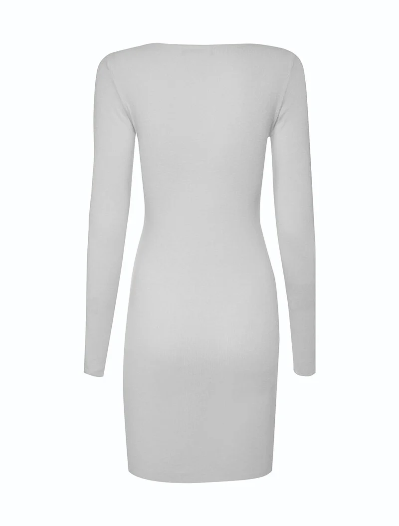 Pullkleid mit Schnürkragen - Weiß