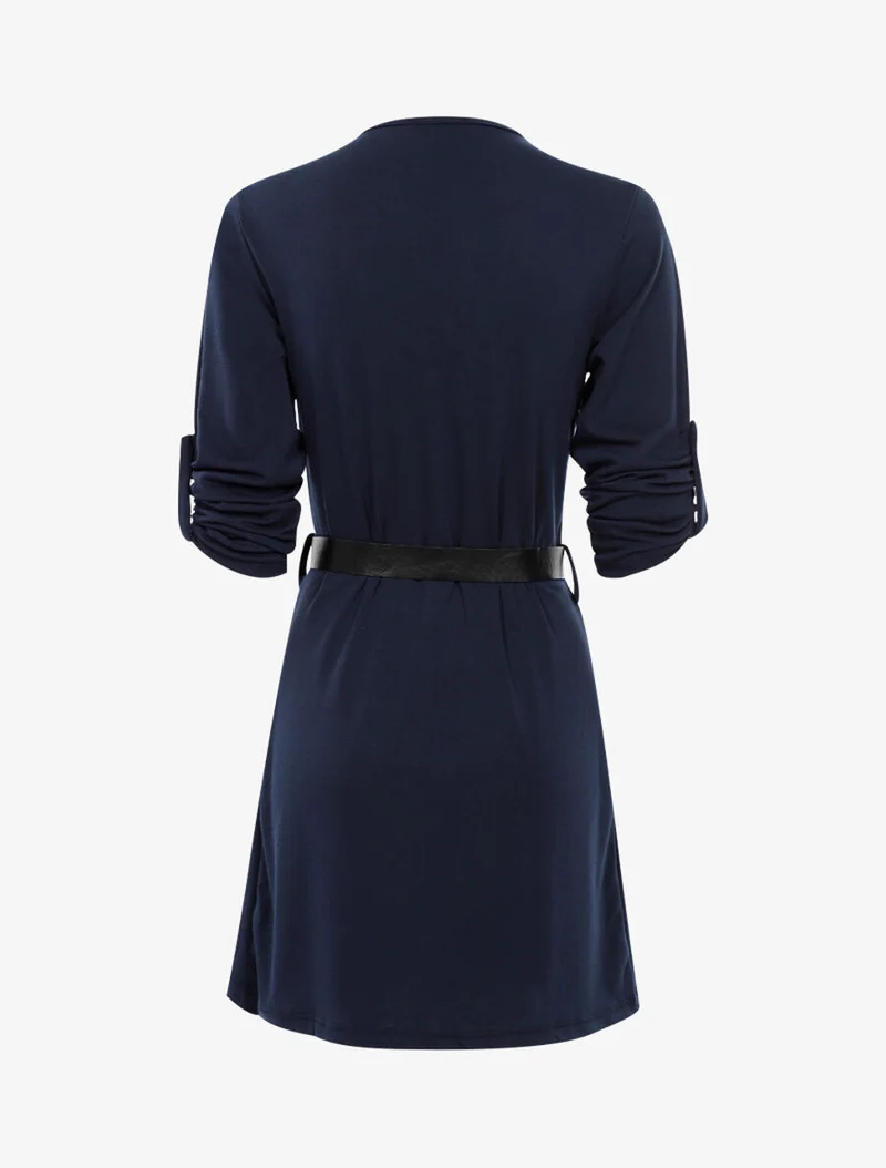 Reißverschlusskragen-Kleid - Marine