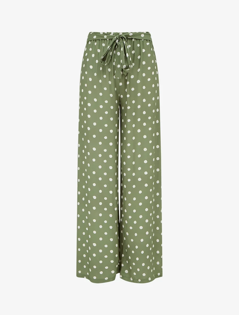 Elastische Hose mit Punkten - Kaki
