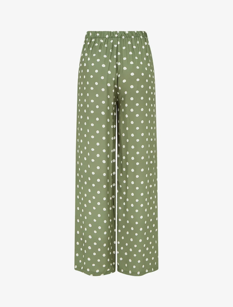 Elastische Hose mit Punkten - Kaki