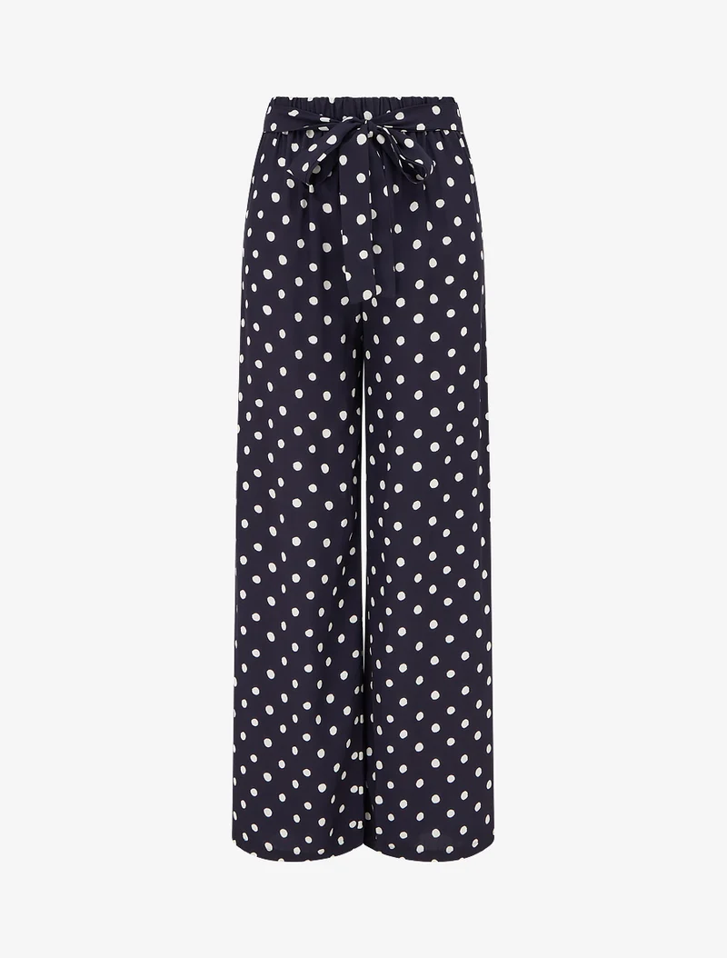 Elastische Hose mit Punkten - Mitternachtsblau