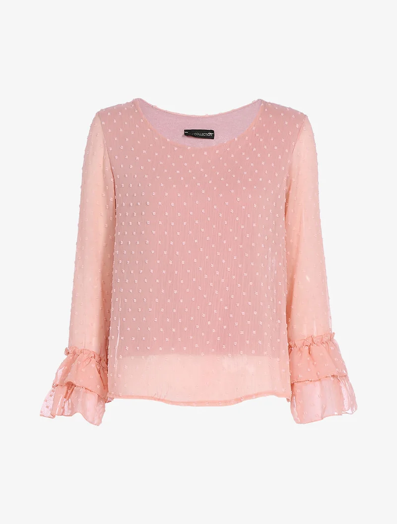 Gepunktete fließende Bluse - Rose