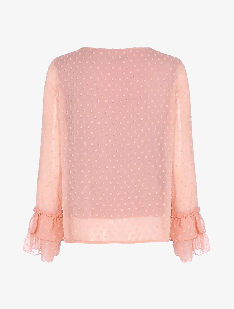 Gepunktete fließende Bluse - Rose