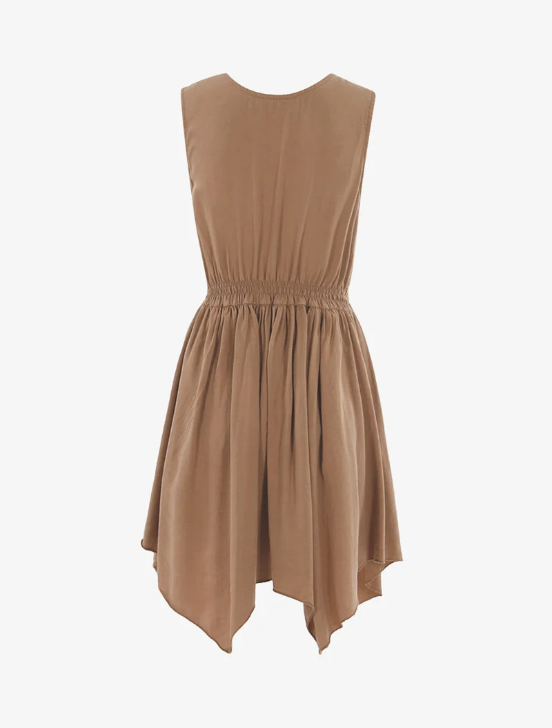 Wickelkleid mit Rückenausschnitt - Kamel