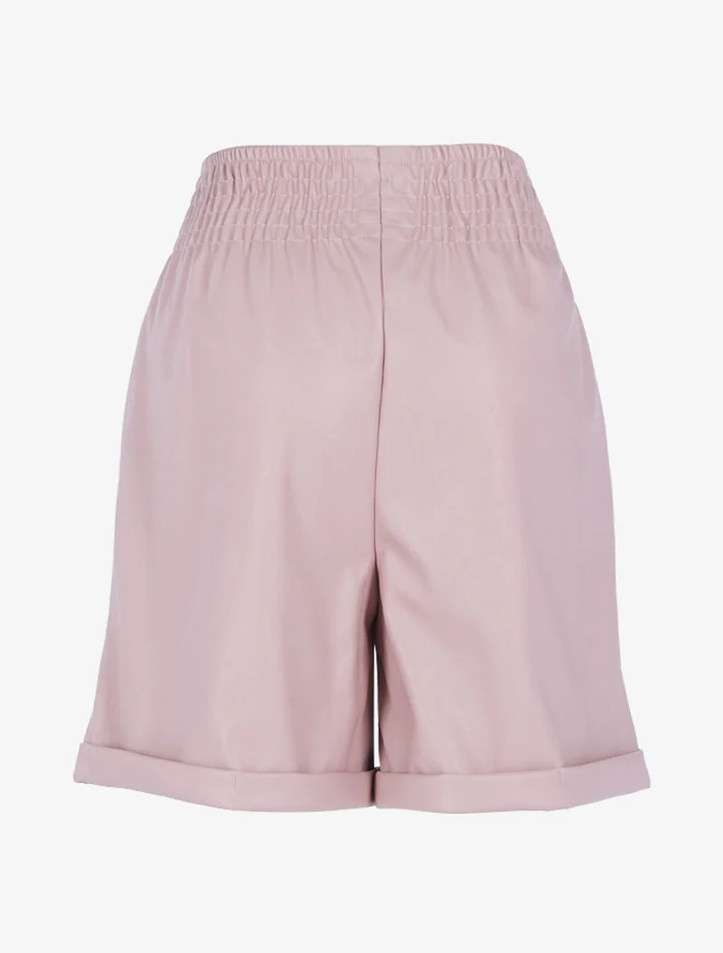 Kurze Oversize-Shorts in Lederoptik - Rose