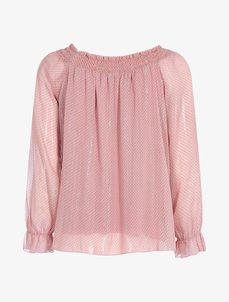 Gepunktetes fließendes Oberteil - Rose
