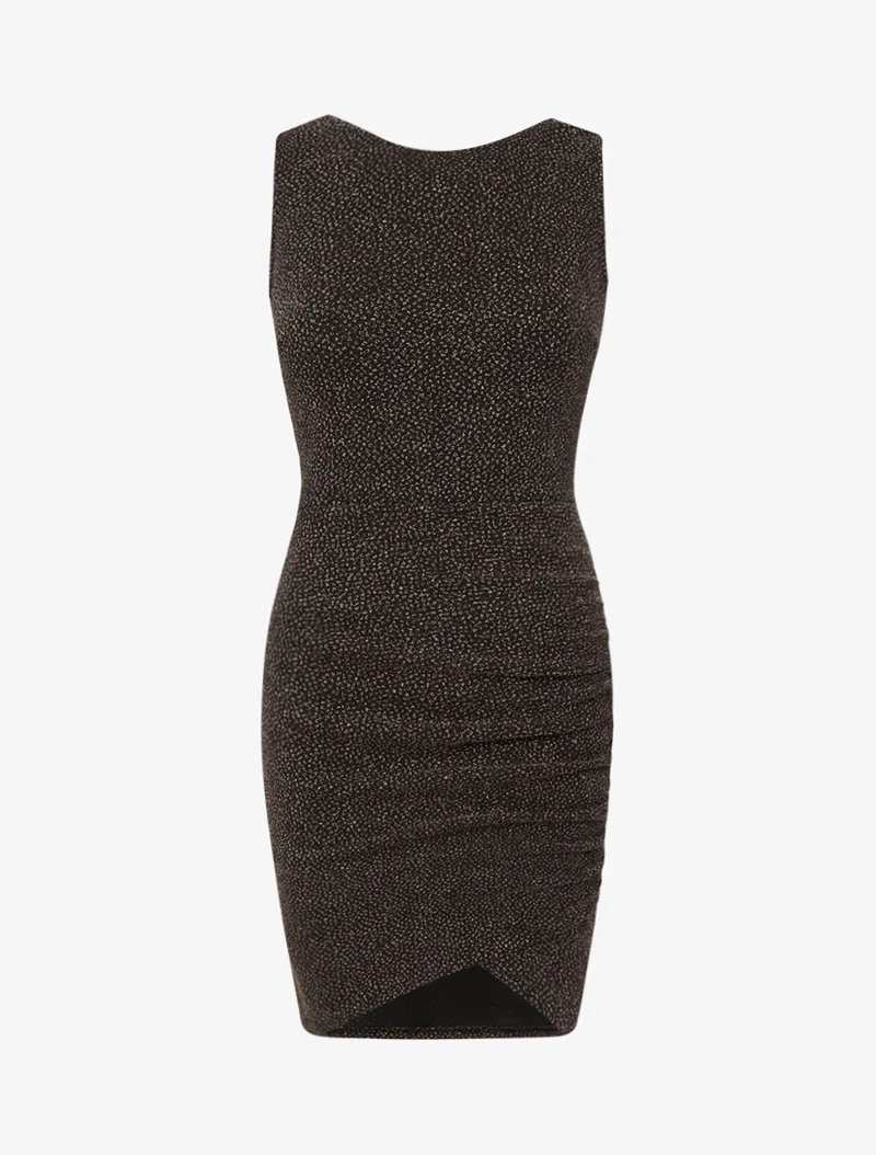 Glänzendes Kleid mit Drapierungseffekt - Oder