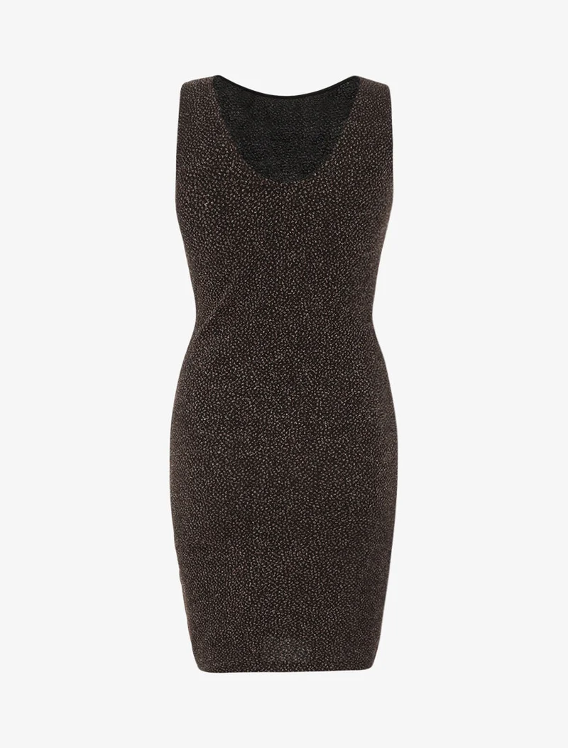 Glänzendes Kleid mit Drapierungseffekt - Oder