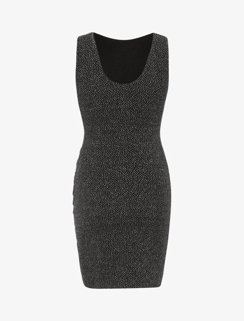 Glänzendes Kleid mit Drapierungseffekt - Geld