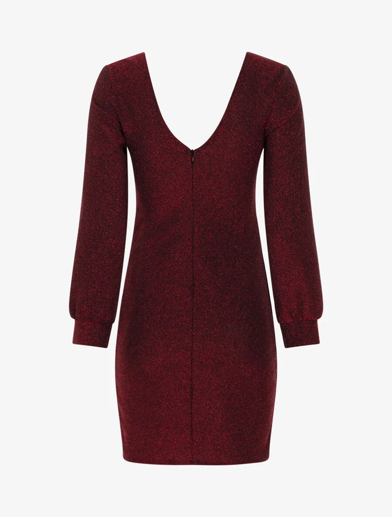 Glitzerndes Kleid mit geschlitzten Ärmeln - Rot