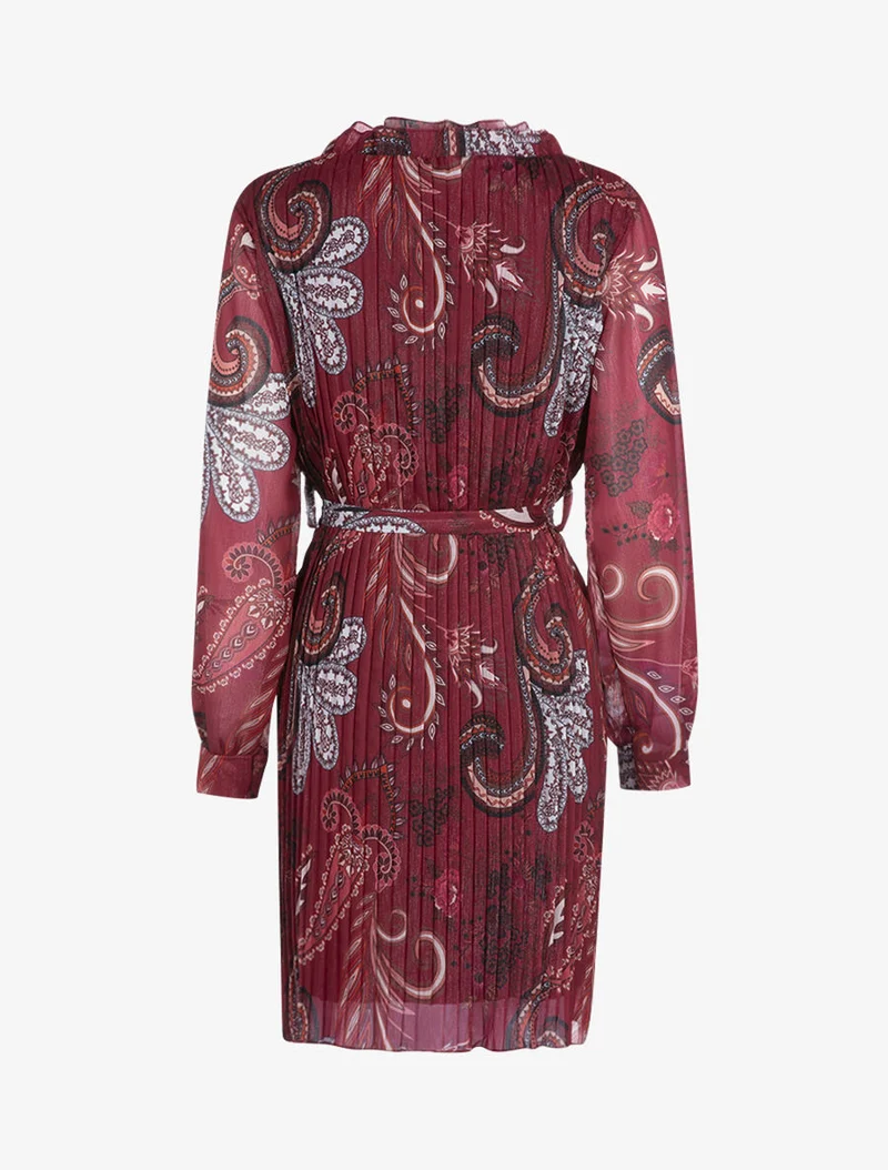 Kleid mit Paisleymuster in Waffelstruktur - Bordeaux
