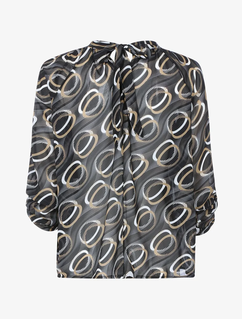 Grafisch bedruckte Bluse - Schwarz