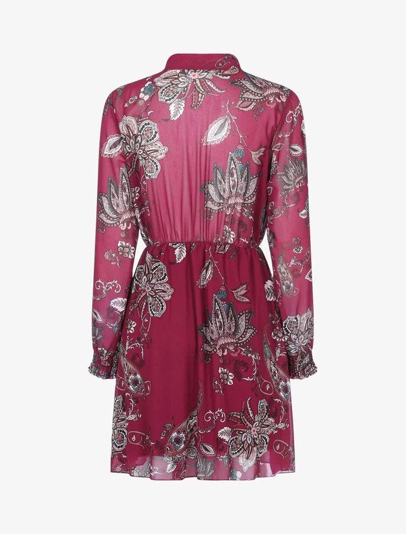 Kleid mit floralem Paisley-Print - Weinrot